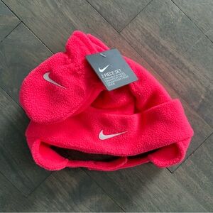 Nike Infant Bright Pink Fleece Hat & Mittens (12-24 months)